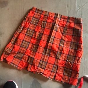 Nasty Gal Orange Plaid Mini Skirt
